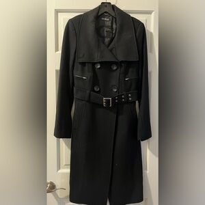 Guess Stylish Black Double-Breasted Coat